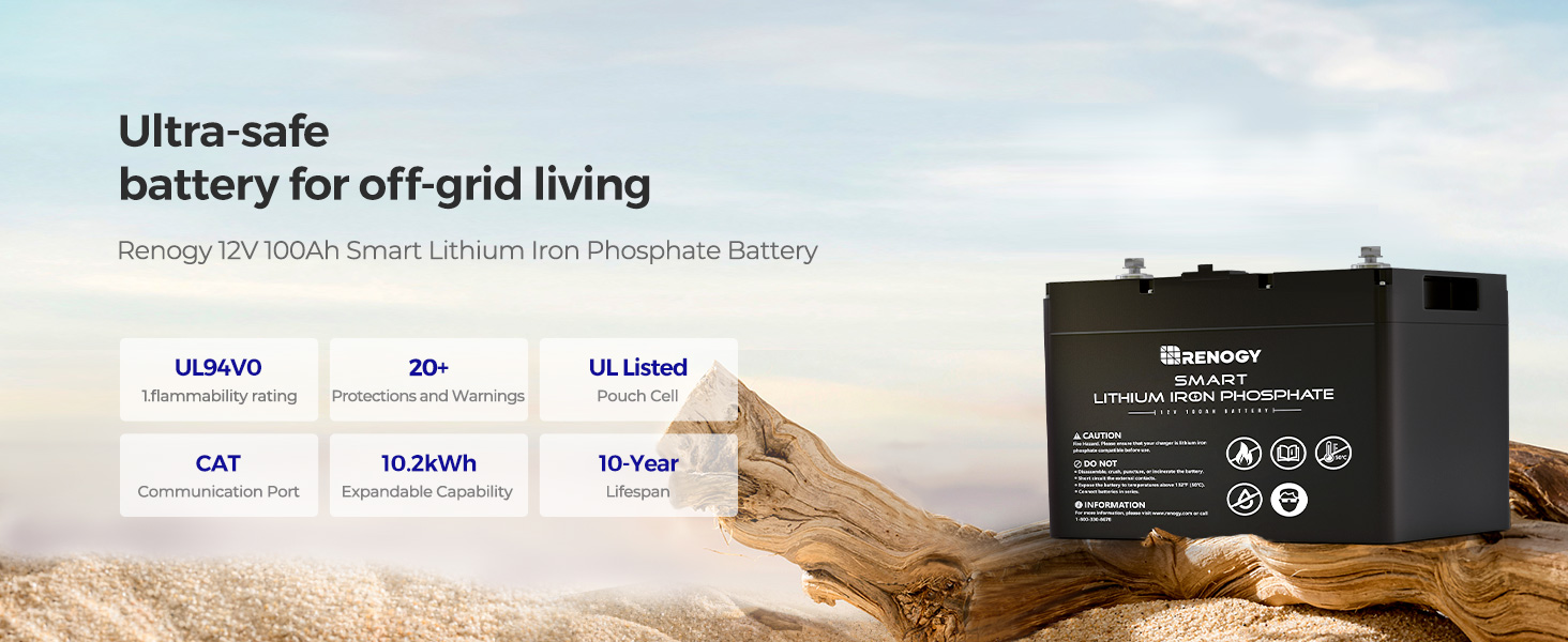 12V 100Ah Smart Lithium Iron Phosphate Battery